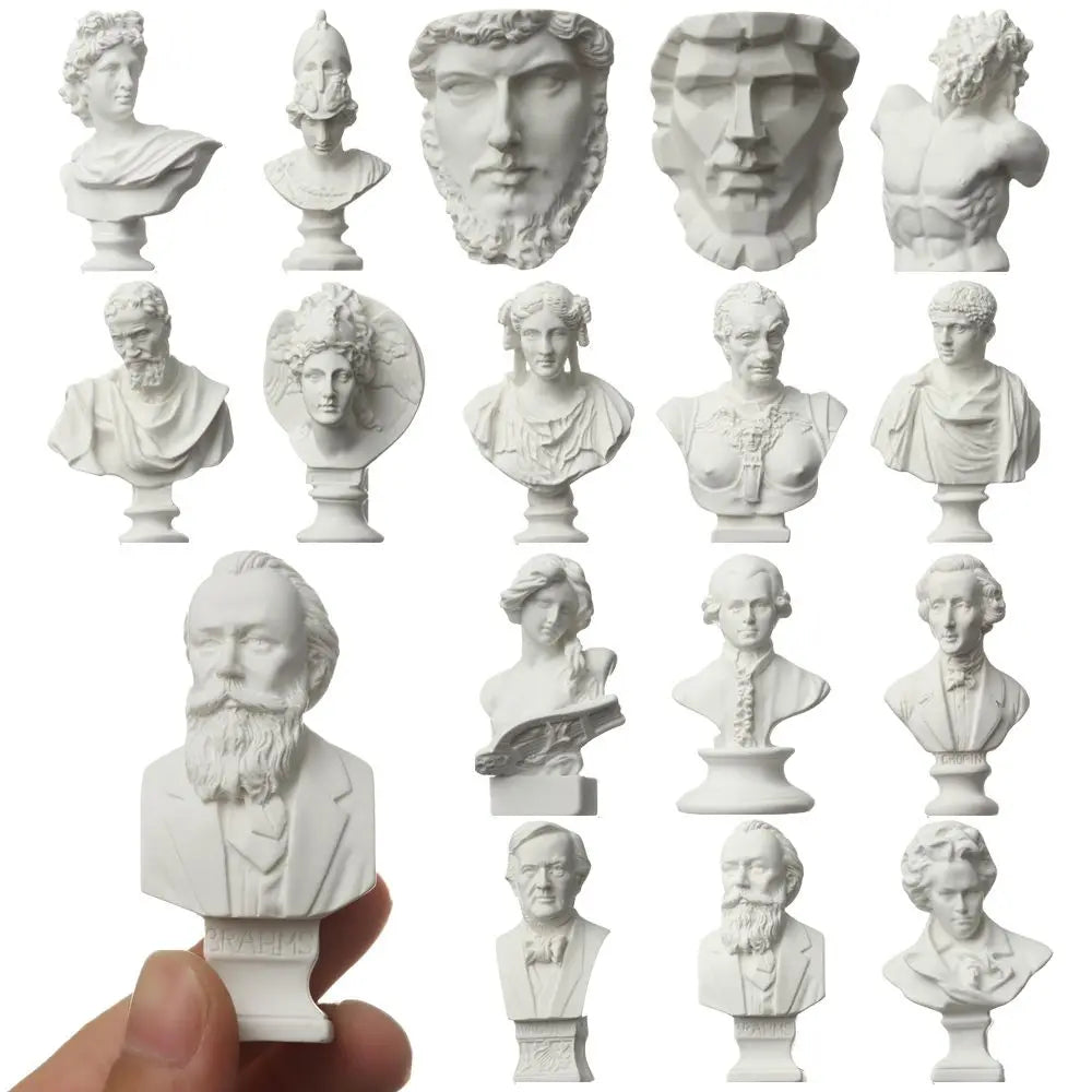 Mini hars buste beeldje 5-7 cm wit Griekse mythologie voor woondecoratie 0