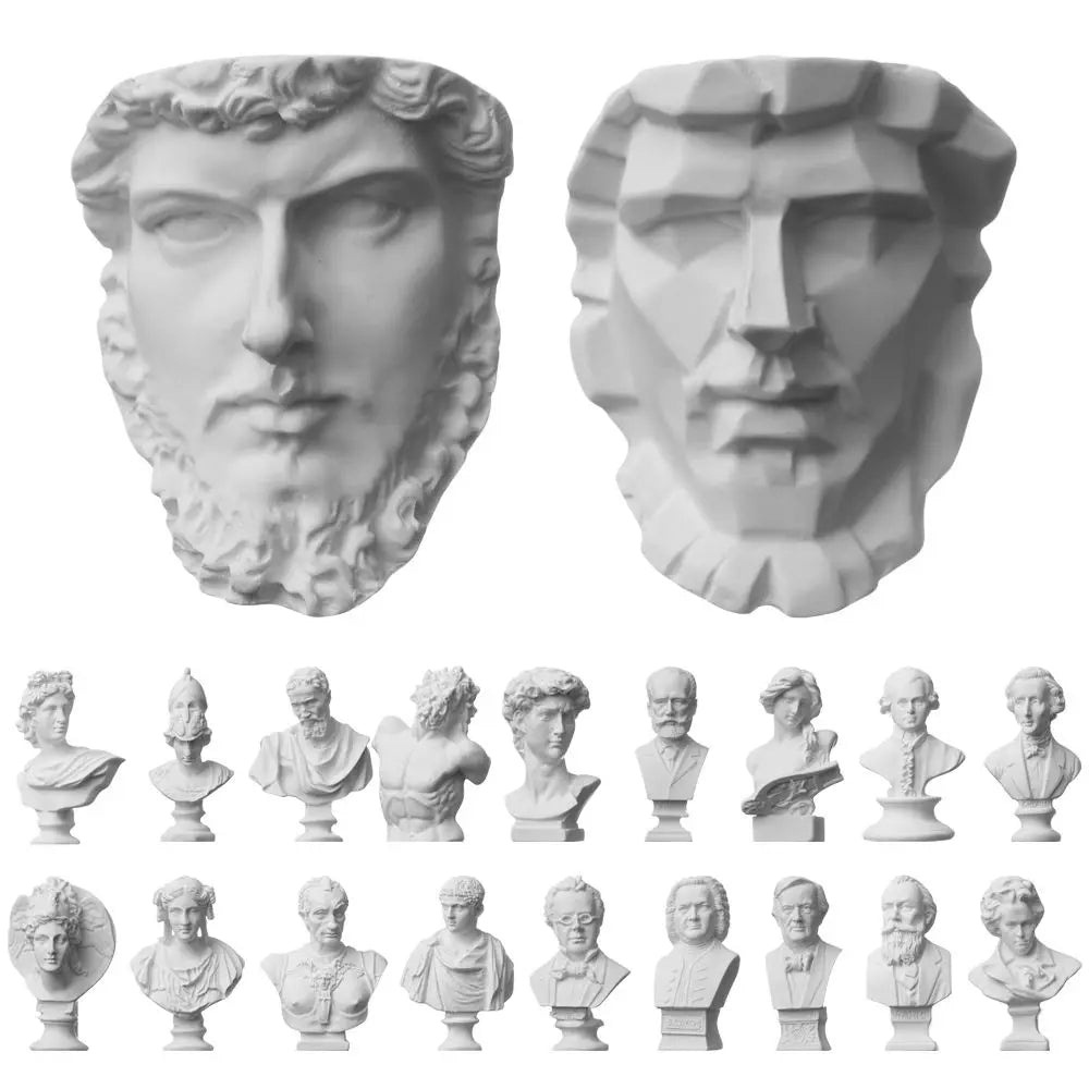 Mini hars buste beeldje 5-7 cm wit Griekse mythologie voor woondecoratie 1