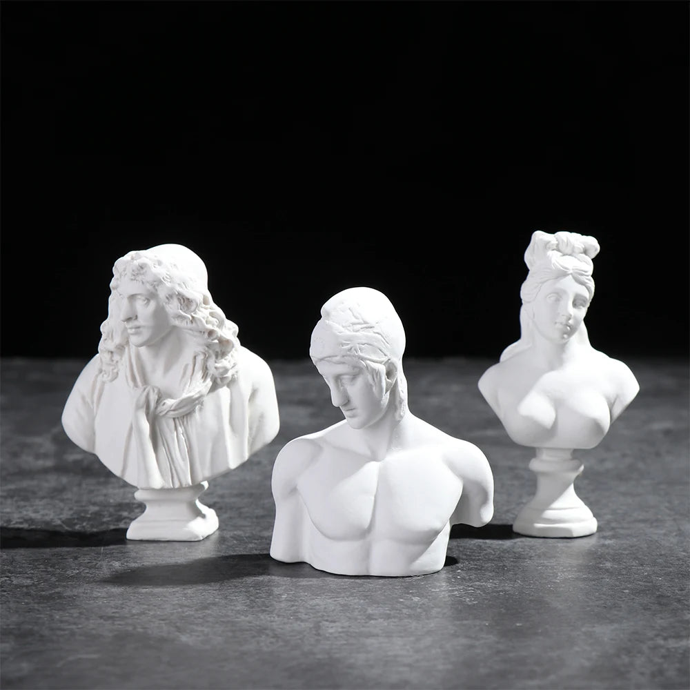 Miniatuur Gipsen Buste Standbeeld Wit, Scandinavische Stijl, 5,5-7 cm, Griekse Mythologie Decoratie 0