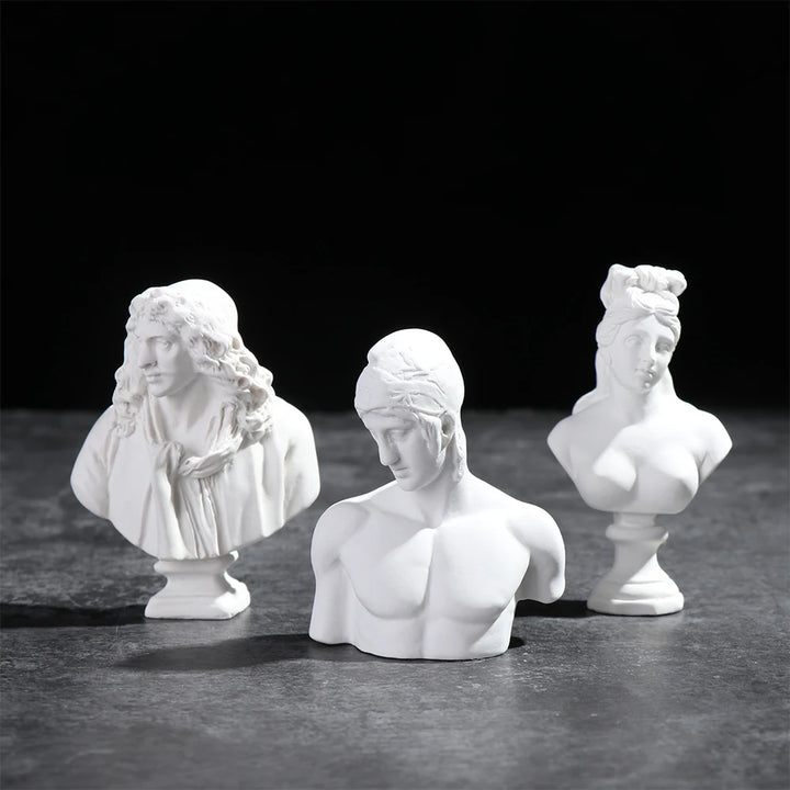 Miniatuur Gipsen Buste Standbeeld Wit, Scandinavische Stijl, 5,5-7 cm, Griekse Mythologie Decoratie 0
