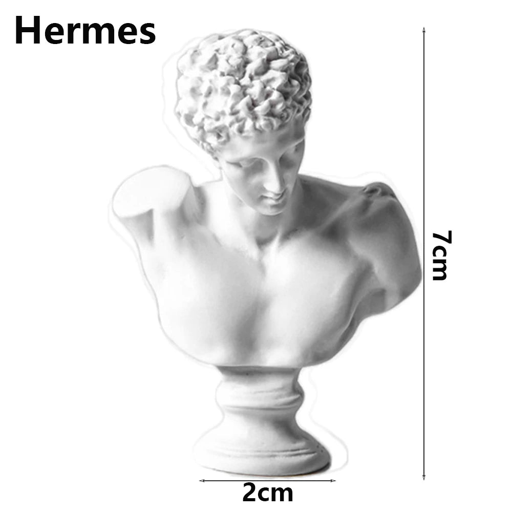 Miniatuur Gipsen Buste Standbeeld Wit, Scandinavische Stijl, 5,5-7 cm, Griekse Mythologie Decoratie 12