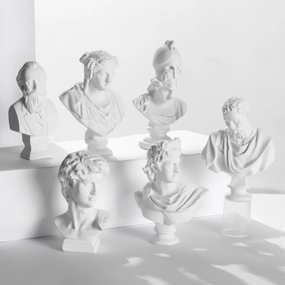 Miniatuur Gipsen Buste Standbeeld Wit, Scandinavische Stijl, 5,5-7 cm, Griekse Mythologie Decoratie 2
