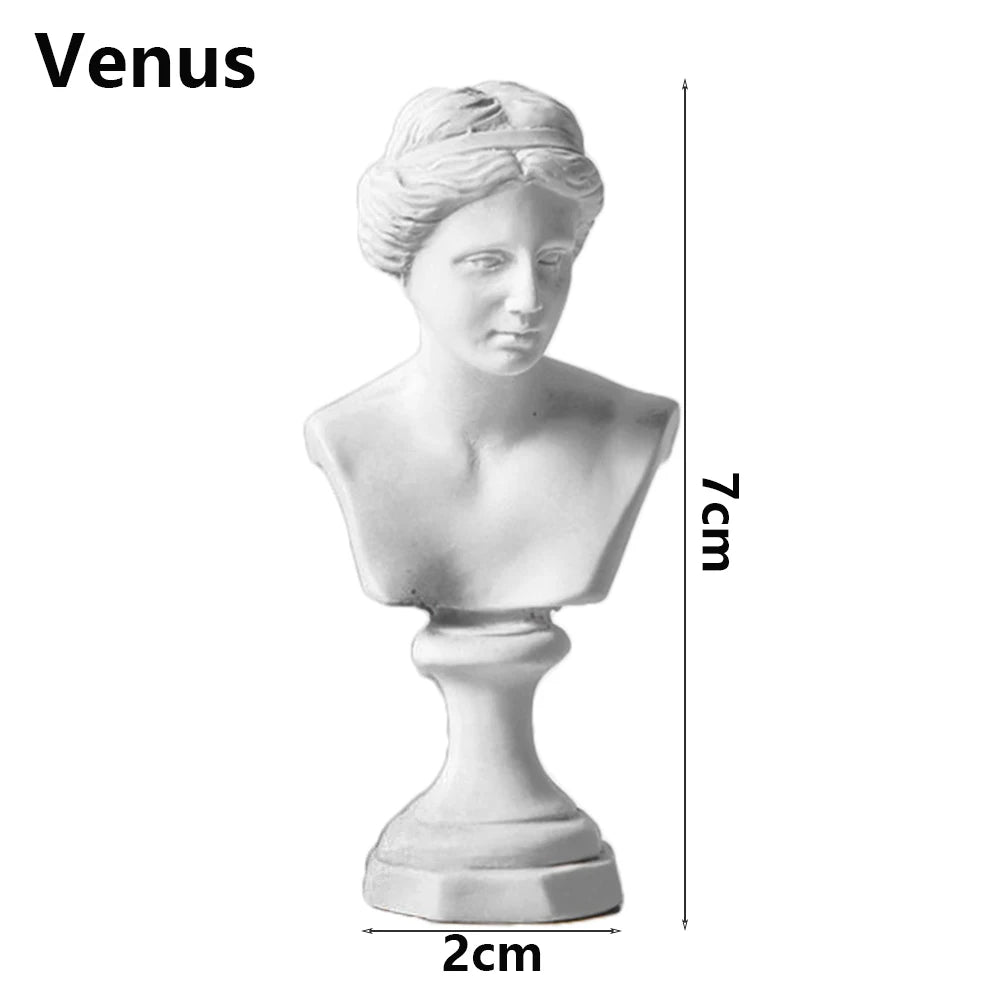 Miniatuur Gipsen Buste Standbeeld Wit, Scandinavische Stijl, 5,5-7 cm, Griekse Mythologie Decoratie 24
