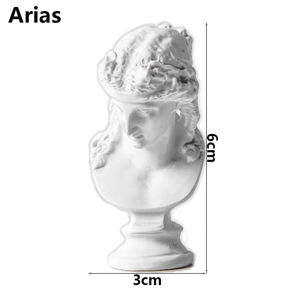 Miniatuur Gipsen Buste Standbeeld Wit, Scandinavische Stijl, 5,5-7 cm, Griekse Mythologie Decoratie 31
