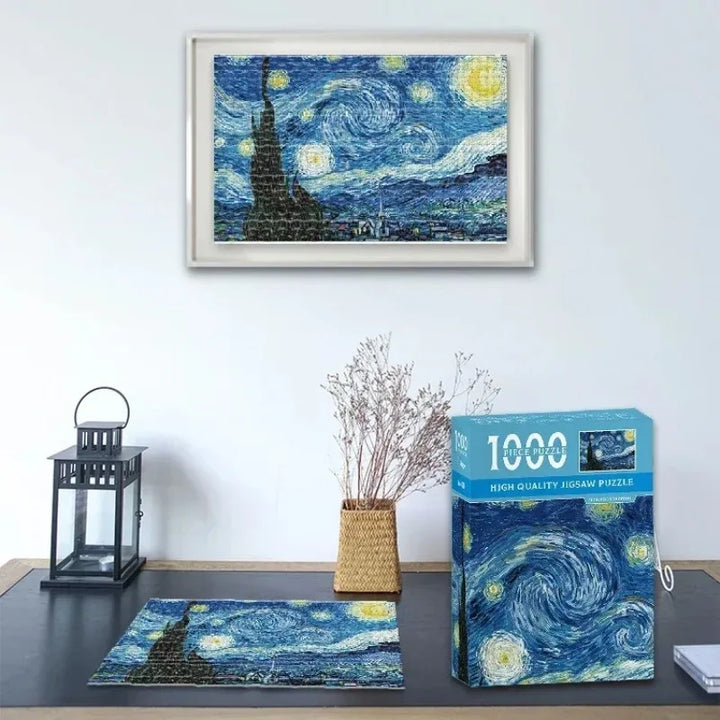 Minipuzzel 1000 stukjes Van Gogh Sterrennacht voor volwassenen, milieuvriendelijk papier 3