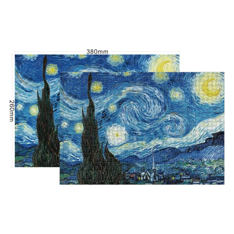 Minipuzzel 1000 stukjes Van Gogh Sterrennacht voor volwassenen, milieuvriendelijk papier 5