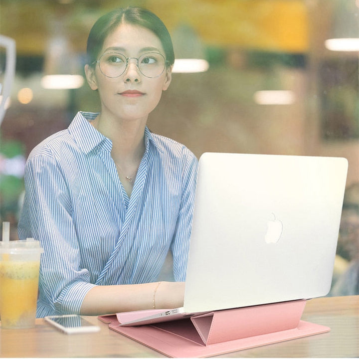 Opvouwbare Laptopstandaard &amp; Sleeve – Ergonomisch Werkcomfort Vestragear