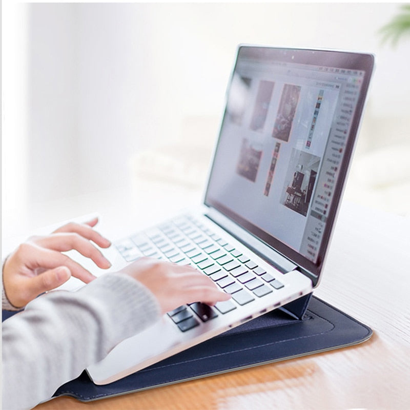 Opvouwbare Laptopstandaard &amp; Sleeve – Ergonomisch Werkcomfort Vestragear