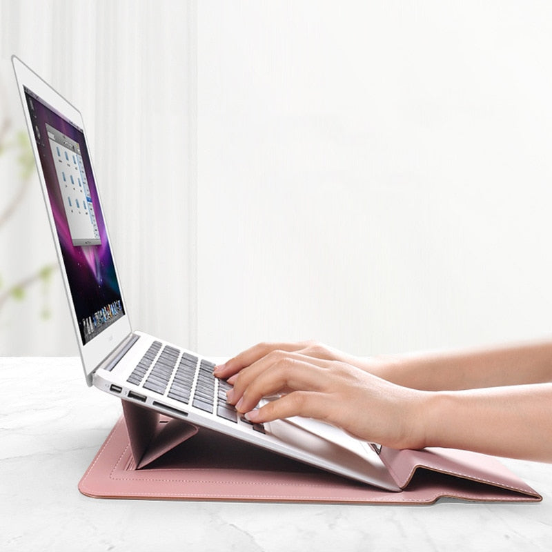 Opvouwbare Laptopstandaard &amp; Sleeve – Ergonomisch Werkcomfort Vestragear