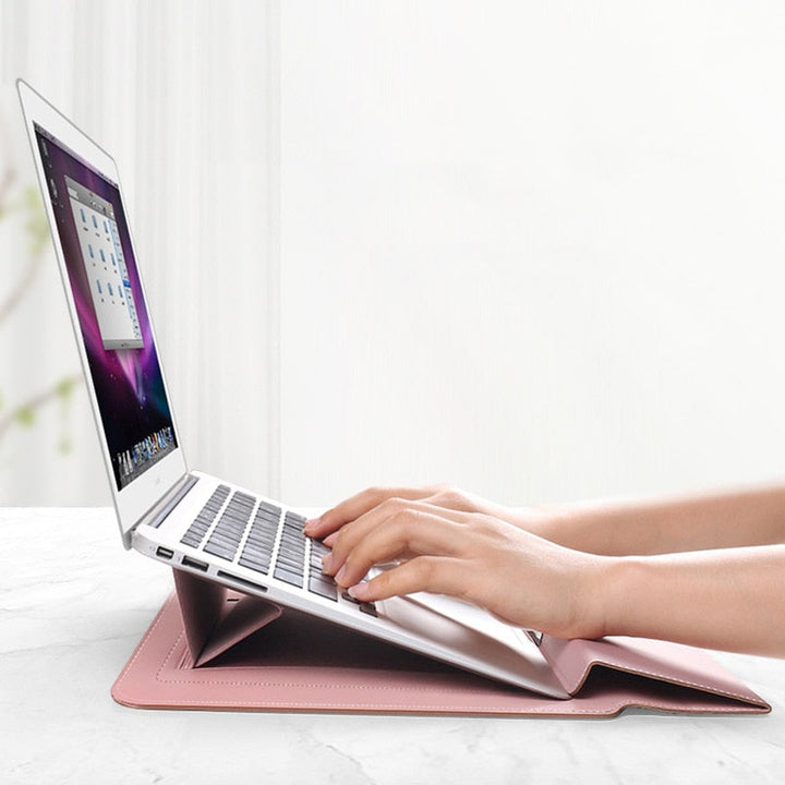 Opvouwbare Laptopstandaard &amp; Sleeve – Ergonomisch Werkcomfort Vestragear