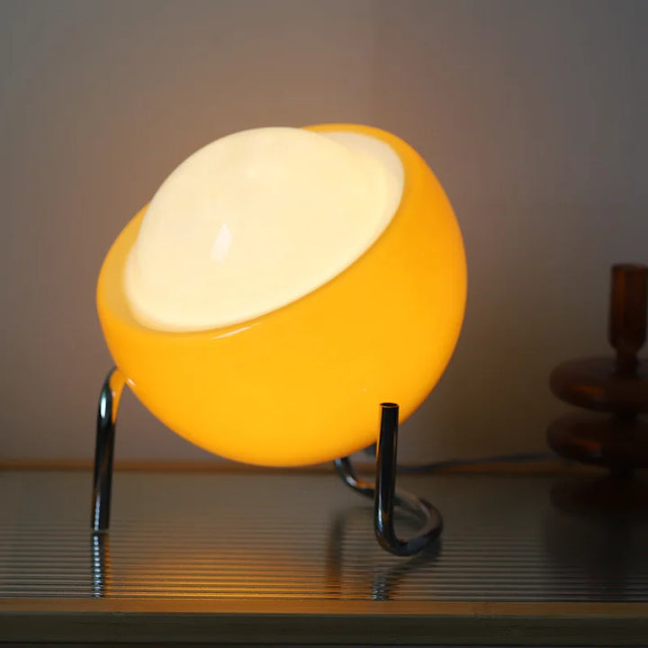 BauLume Bauhaus Lámpara de Mesa – Lámpara de Diseño de Cristal con LED Regulable y Iluminación Ambiental Cálida
