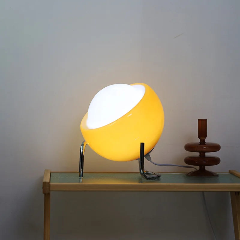 BauLume Bauhaus Lámpara de Mesa – Lámpara de Diseño de Cristal con LED Regulable y Iluminación Ambiental Cálida