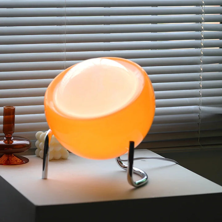BauLume Bauhaus Lámpara de Mesa – Lámpara de Diseño de Cristal con LED Regulable y Iluminación Ambiental Cálida