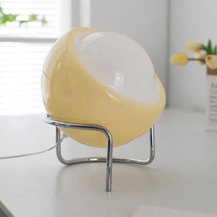 BauLume Bauhaus Lámpara de Mesa – Lámpara de Diseño de Cristal con LED Regulable y Iluminación Ambiental Cálida