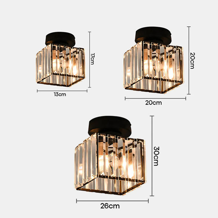 Montaro Plafondlamp – Zwarte plafondlamp met kristallen kap en messing accenten