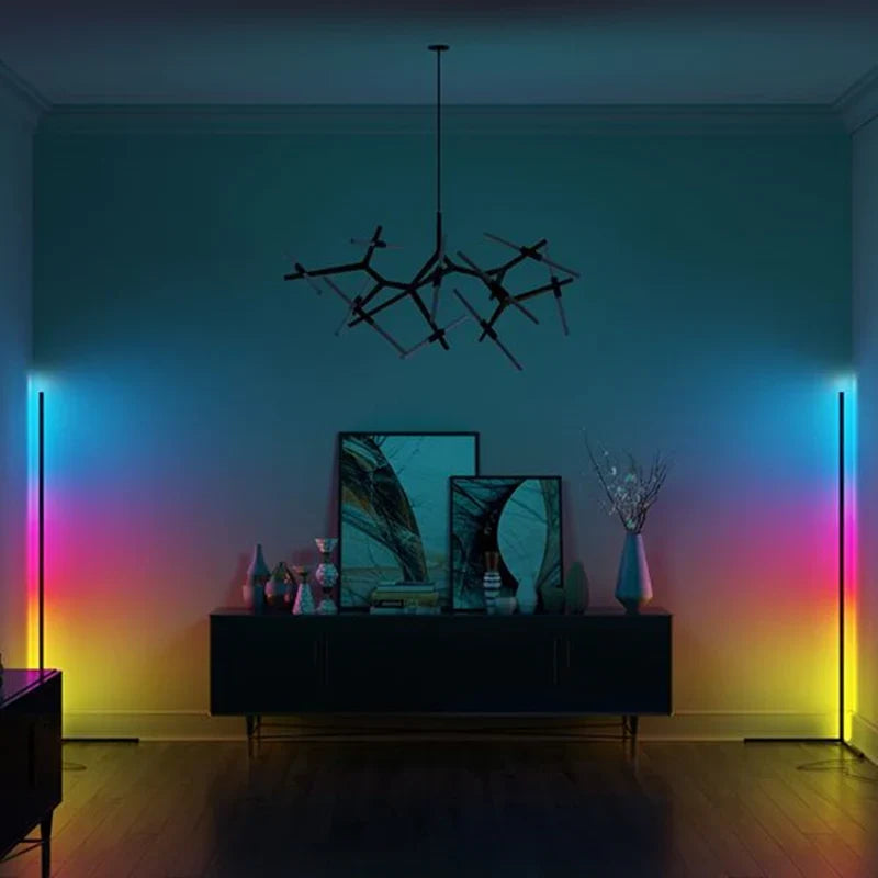 Moderne Hoek Vloerlamp Met Geïntegreerde LED Verlichting En Slim Ruimtebesparend Design | Sansoti 3