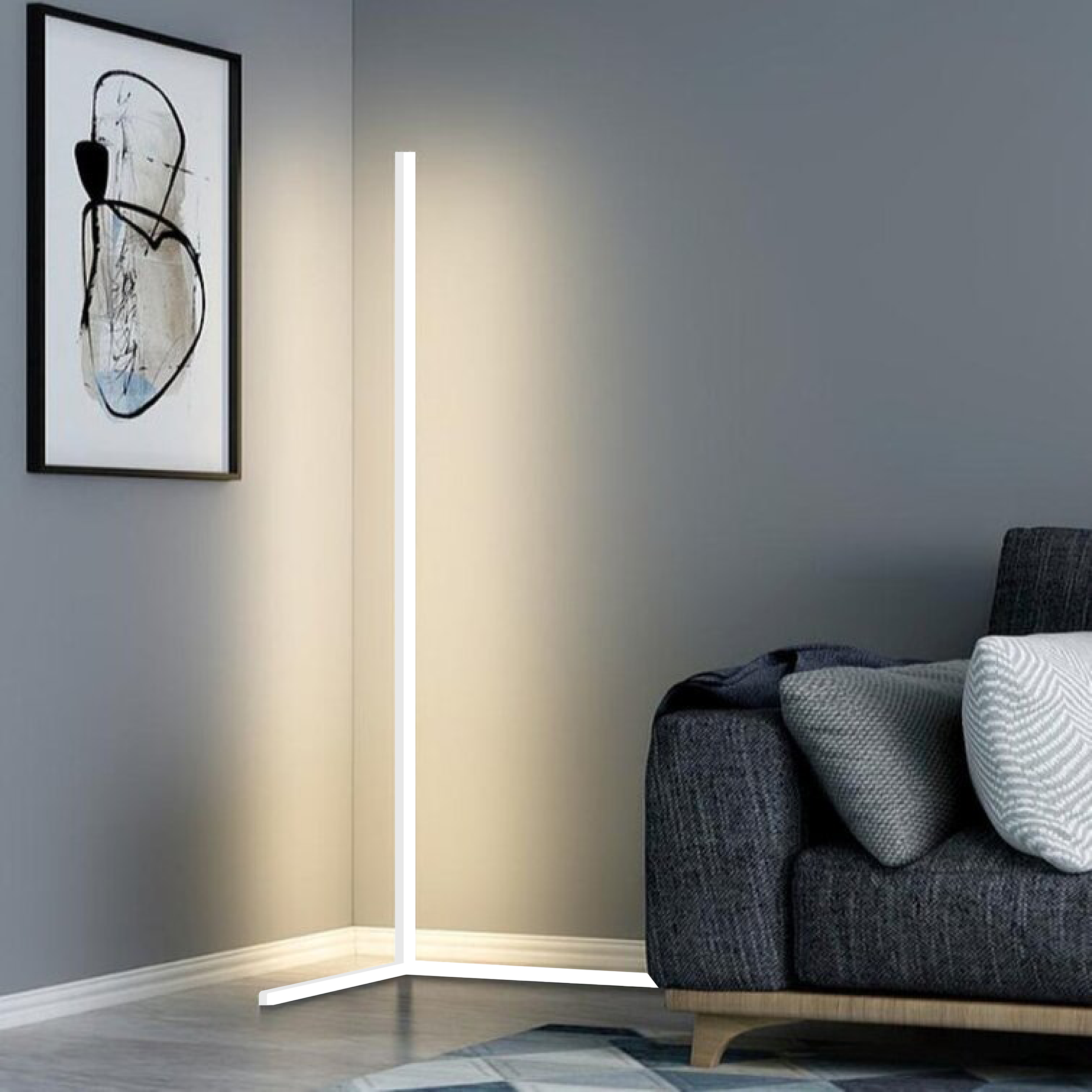 Moderne Hoek Vloerlamp Met Geïntegreerde LED Verlichting En Slim Ruimtebesparend Design | Sansoti 8