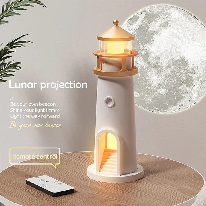 Lámpara Torre de Luz – Lámpara Nocturna con Proyección de Luna, Altavoz Bluetooth y Control Remoto