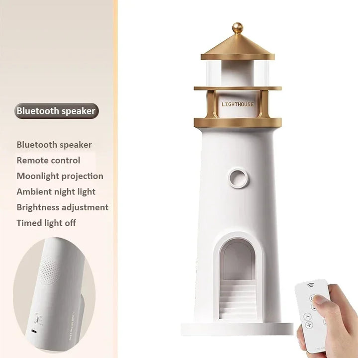 Lámpara Torre de Luz – Lámpara Nocturna con Proyección de Luna, Altavoz Bluetooth y Control Remoto