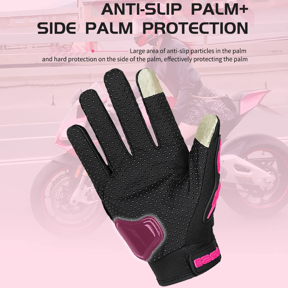 Motorhandschoenen Dames - Ademend, Touchscreen, Roze/Zwart, Verstelbaar 4