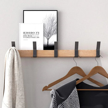 Hjemma – appendiabiti a bastone nordico nero 40 cm con ganci spostabili
