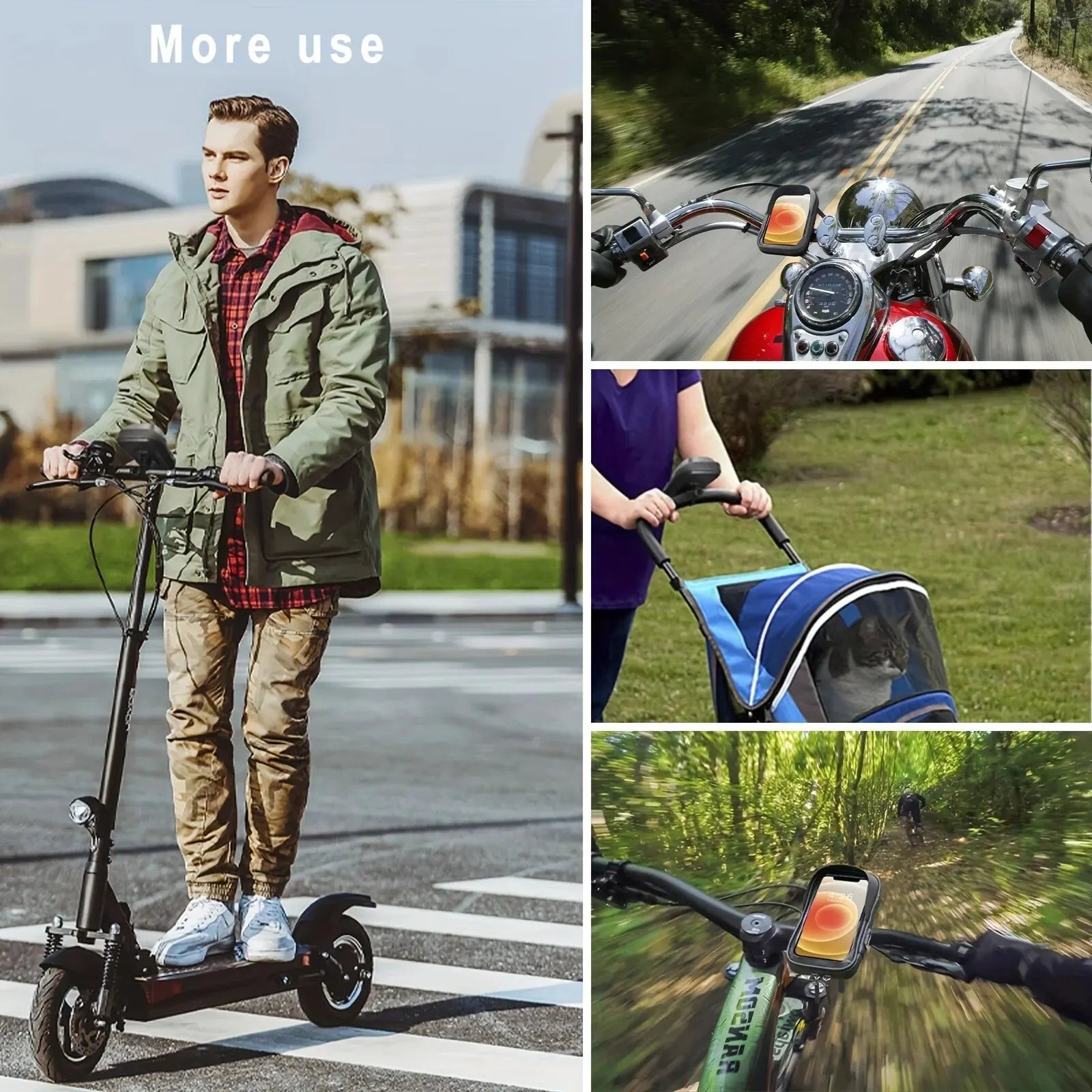 PhoneHec Soporte para bicicleta para teléfono – Soporte para smartphone impermeable giratorio 360° con compartimento de almacenamento