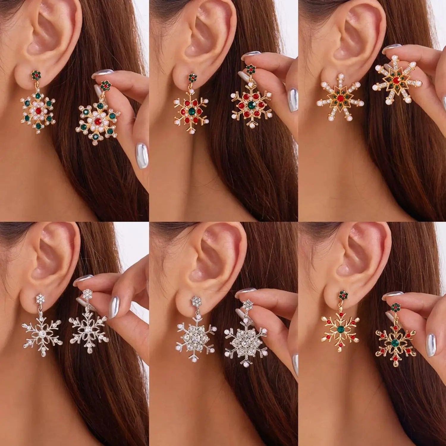 Pendentes Lunessia Sneeuwvlok – Multicolor Zirconia & Perla, Lixeiros & Elegantes para Ocasións Festivas