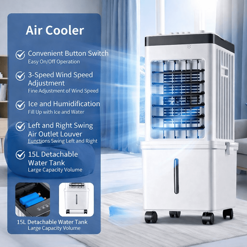 NOVACOOL – 3-in-1 luchtkoeler – ventilator, koeling & bevochtiging in één 5