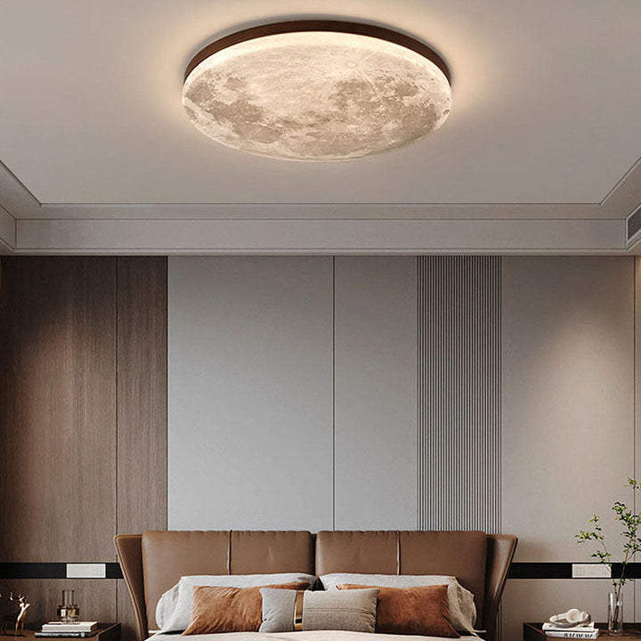 Lunaro Lámpara de Techo – Diseño Moderno Redondo de Madera Maciza con Iluminación LED Cálida