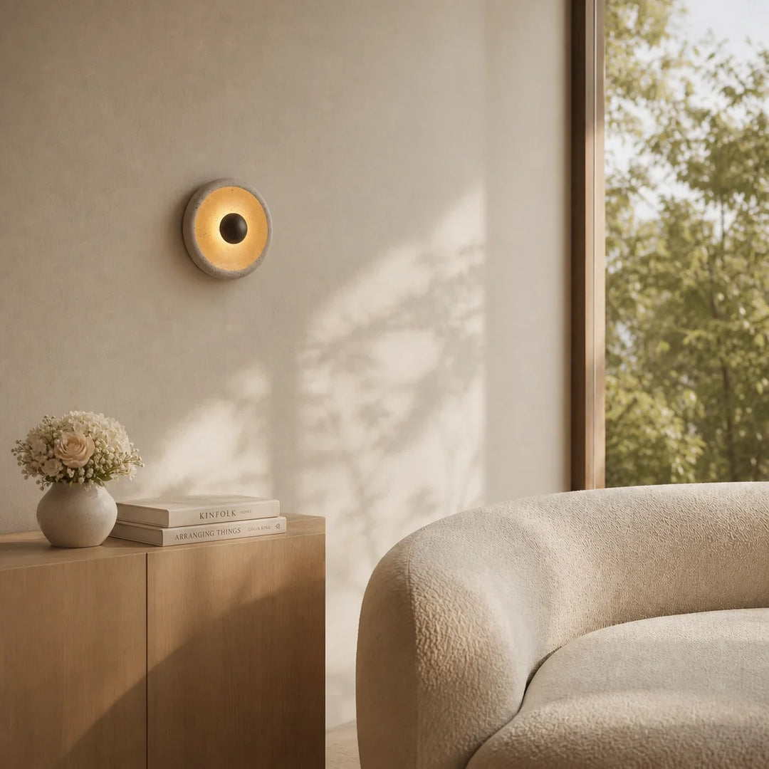 Novelle Modern Travertine Round Wall Sconce 2