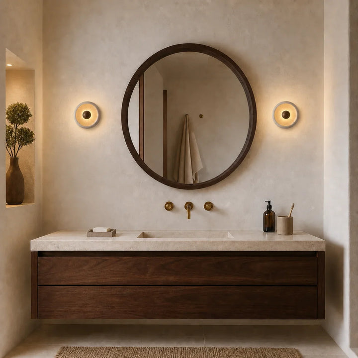 Novelle Modern Travertine Round Wall Sconce 4
