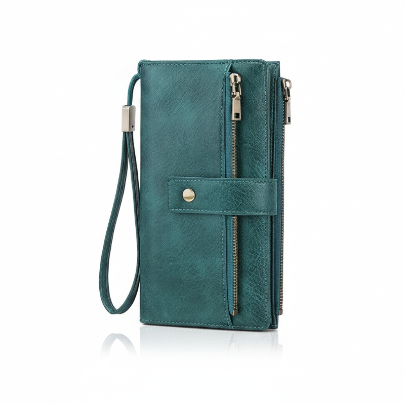 Cartera plegable de tres partes con bloqueo RFID para damas – diseño elegante, espacioso y seguro