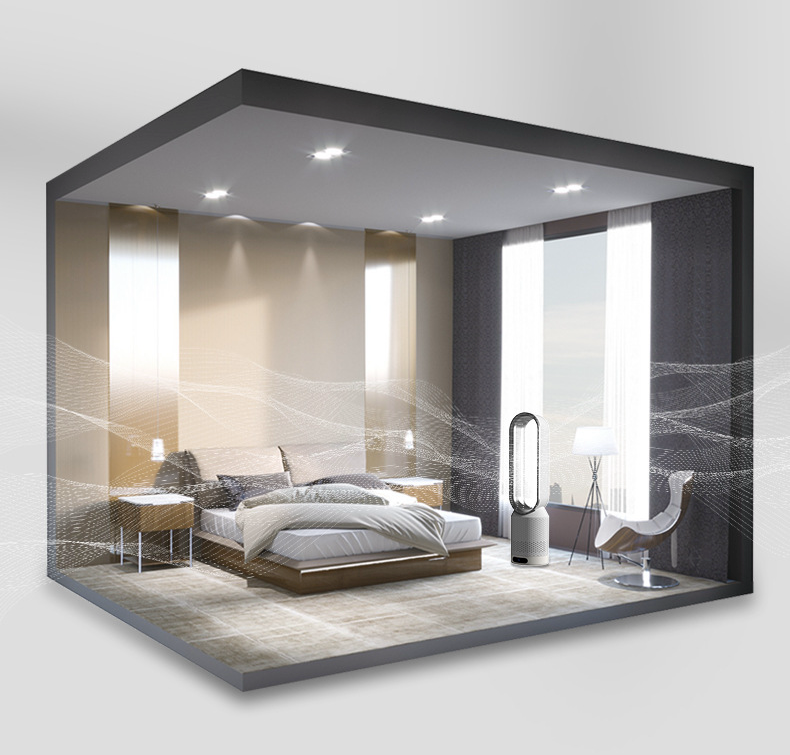 AirPure 3-in-1 Luftkühler mit Luftfilter, Oszillation & LED-Touch – Bladlos, leise & modern Devako.ch