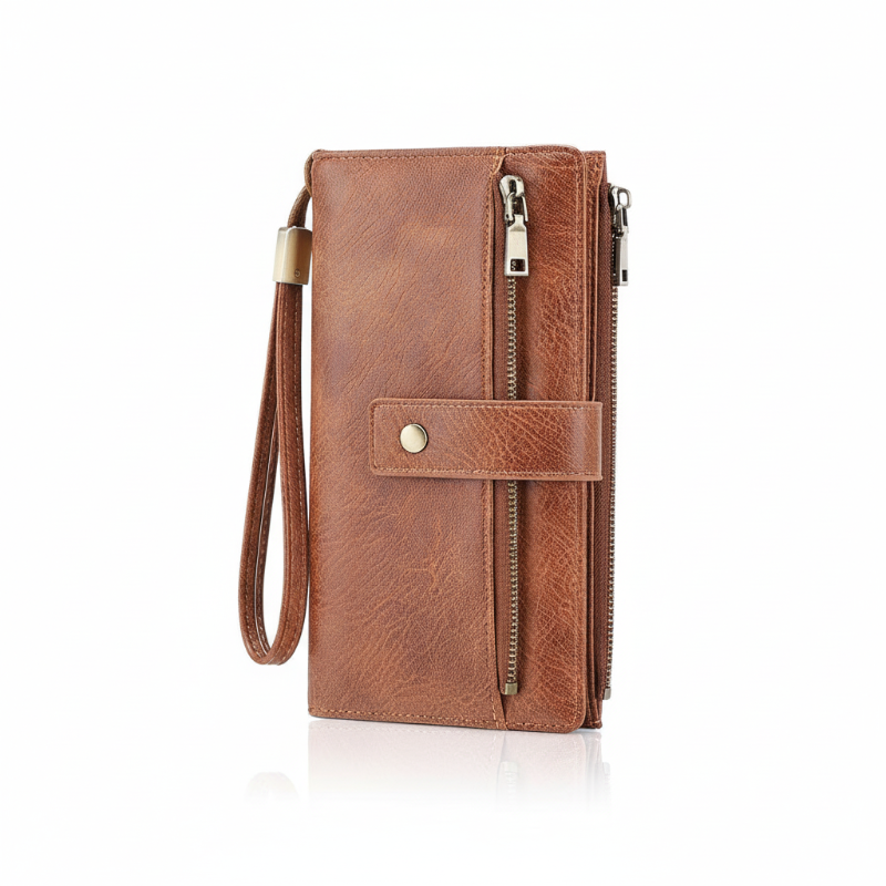 Cartera plegable de tres partes con bloqueo RFID para damas – diseño elegante, espacioso y seguro