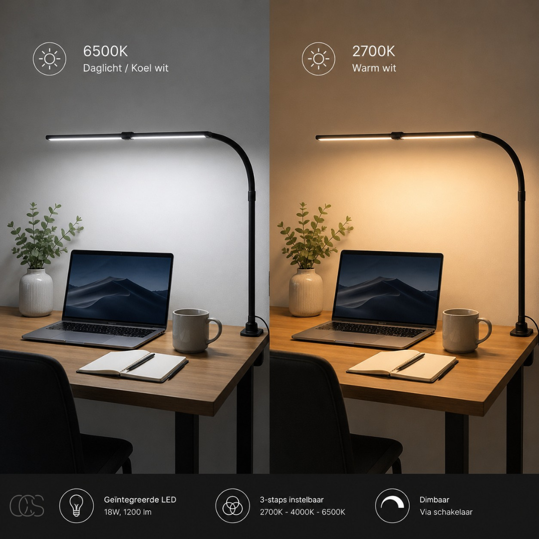 OCS - Dimbare Bureaulamp - 3 Lichtkleuren & Verstelbaar Design 3