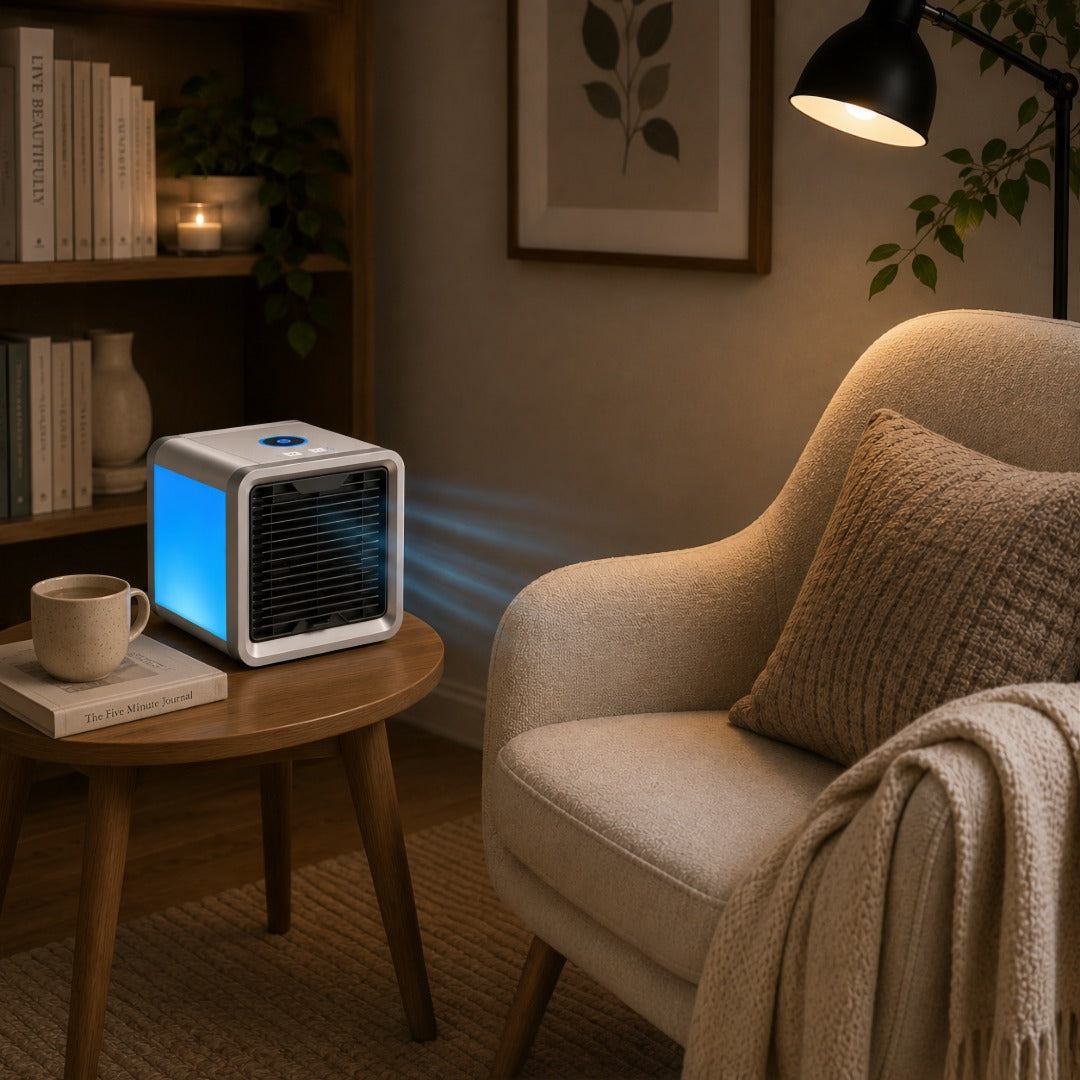 OCS - Draagbare Aircooler met Luchtbevochtiger - Draadloze Mini Airconditioner met LED Verlichting & USB 1