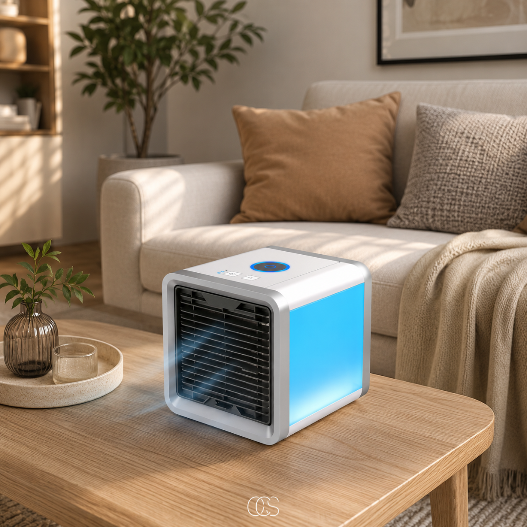 OCS - Draagbare Aircooler met Luchtbevochtiger - Draadloze Mini Airconditioner met LED Verlichting & USB 3
