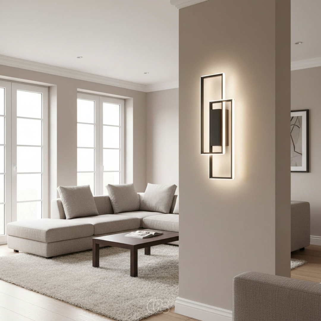 OCS - Rechthoekige Geometrische LED Wandlamp - Drie lichtkleuren in één lamp 0