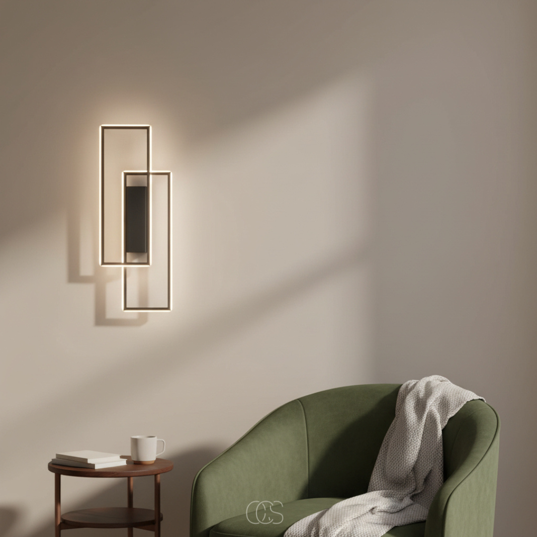 OCS - Rechthoekige Geometrische LED Wandlamp - Drie lichtkleuren in één lamp 2