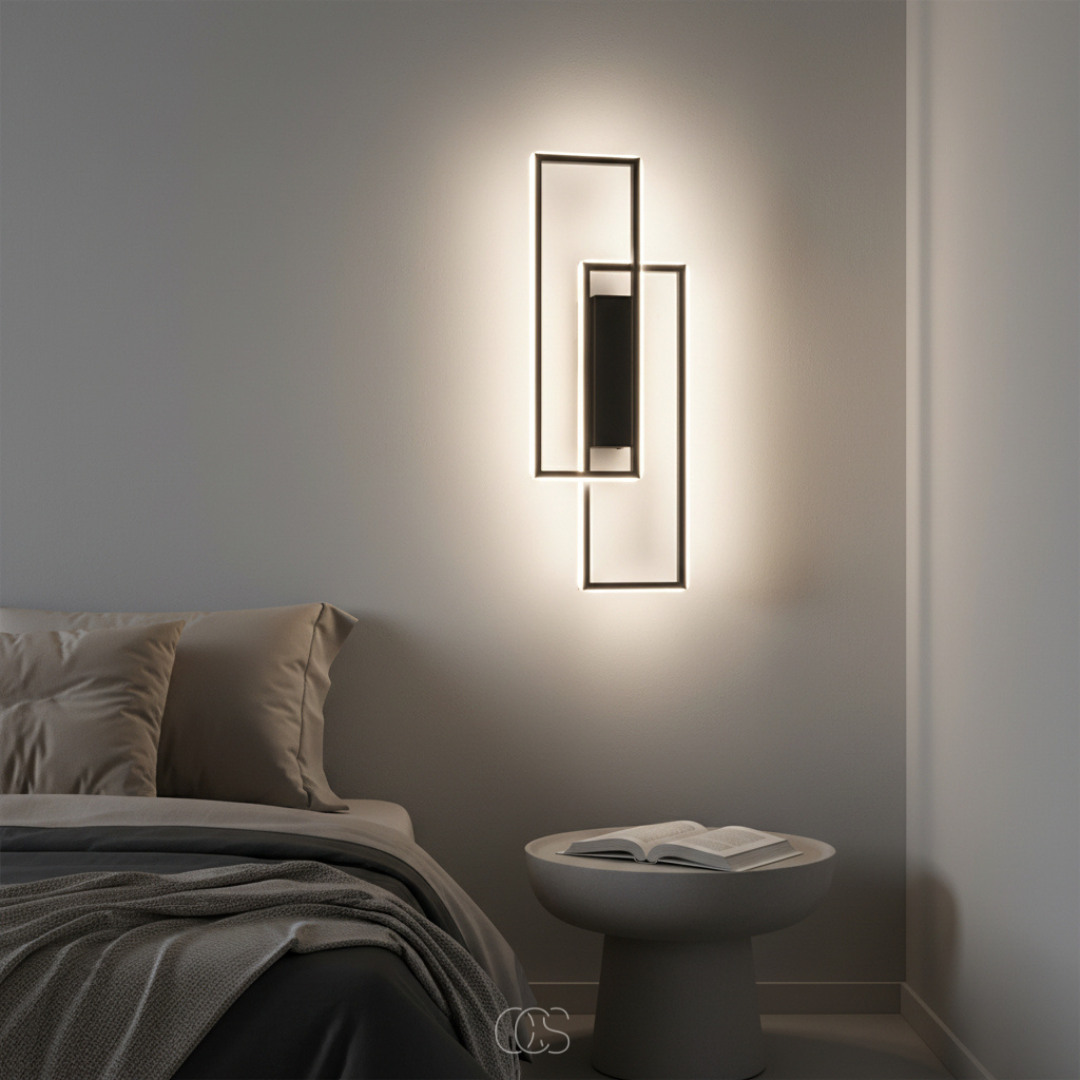 OCS - Rechthoekige Geometrische LED Wandlamp - Drie lichtkleuren in één lamp 4