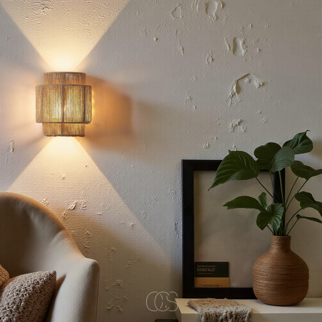 OCS - Rieten Boho Wandlamp 0