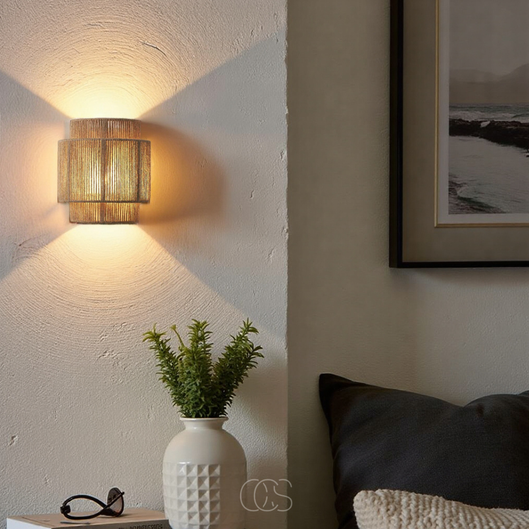 OCS - Rieten Boho Wandlamp 1