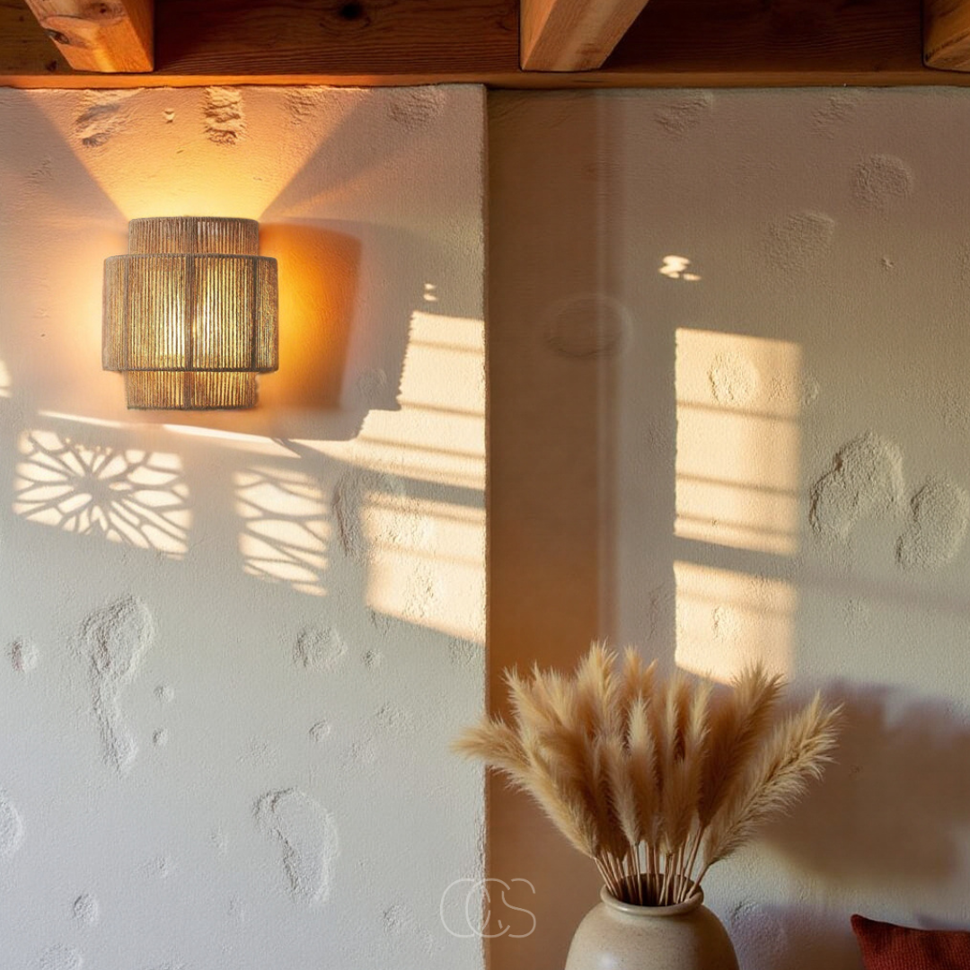 OCS - Rieten Boho Wandlamp 2