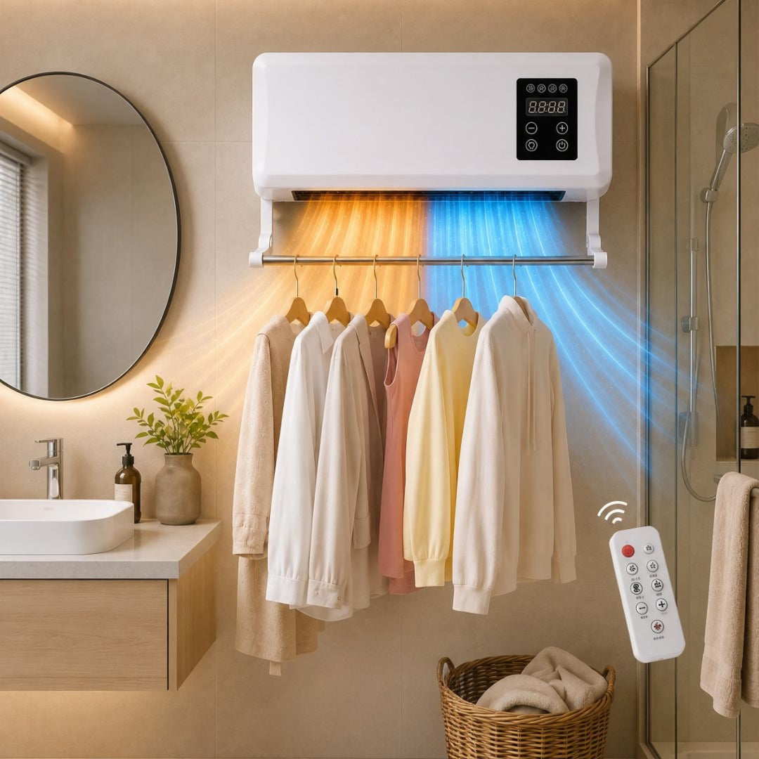 OCS - Wand Aircooler/wandventilator met Verwarming & Droogrek - Met Afstandsbediening 0