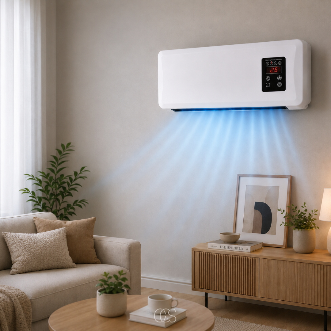 OCS - Wand Aircooler/wandventilator met Verwarming & Droogrek - Met Afstandsbediening 5