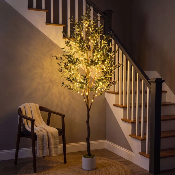 Lighted Olive Tree – Fairy Lights Among Green Olive Leaves for Cozy Corners Tevako