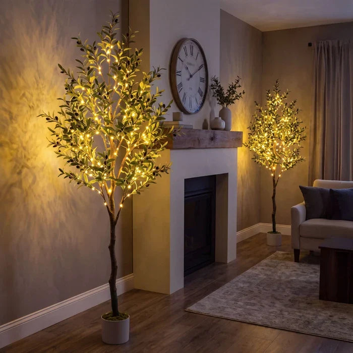 Lighted Olive Tree – Fairy Lights Among Green Olive Leaves for Cozy Corners Tevako