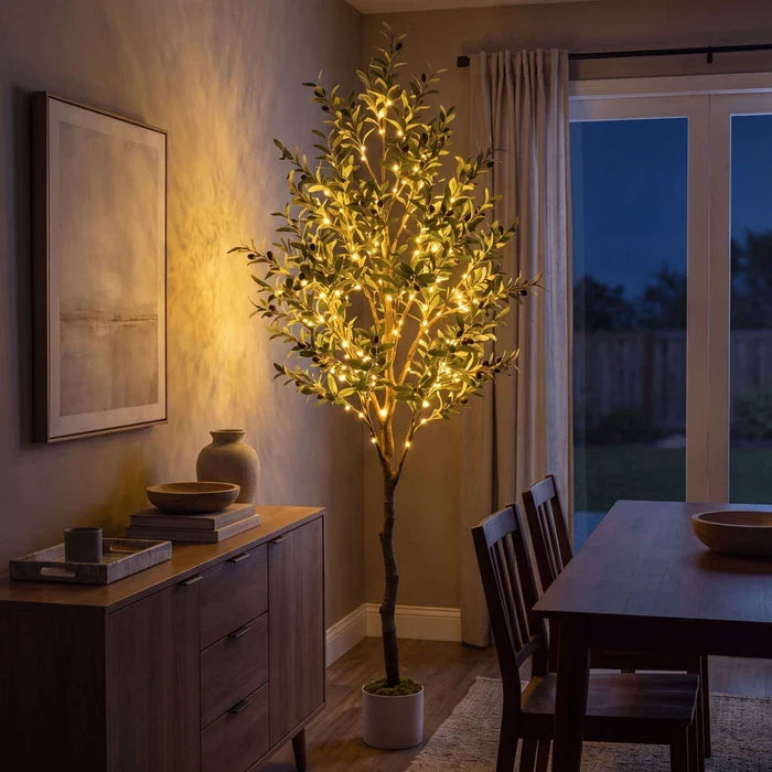 Lighted Olive Tree – Fairy Lights Among Green Olive Leaves for Cozy Corners Tevako