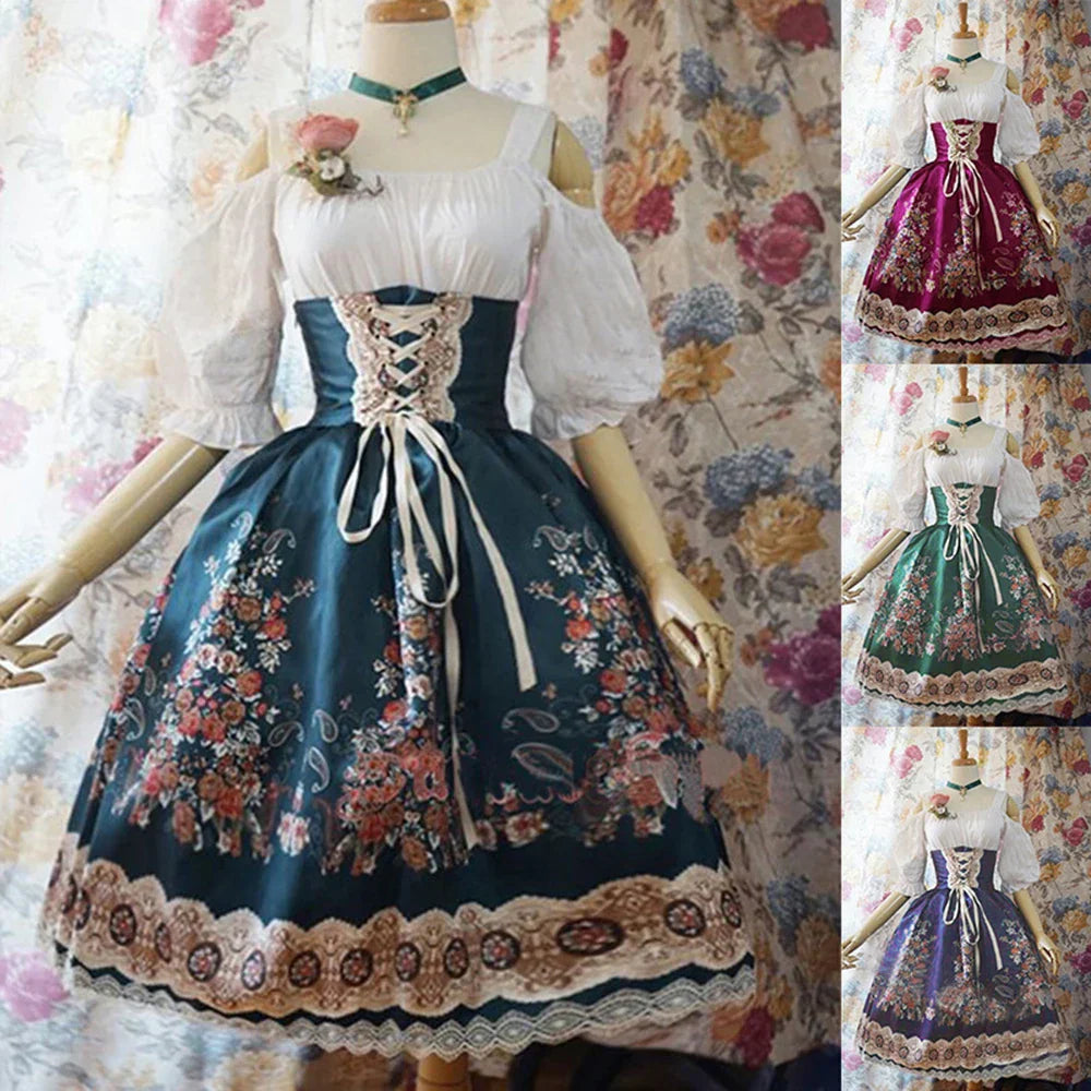 AlpenHarriot – Vestit Dirndl Elegant amb Davantal i Brusa – Oktoberfest Dones