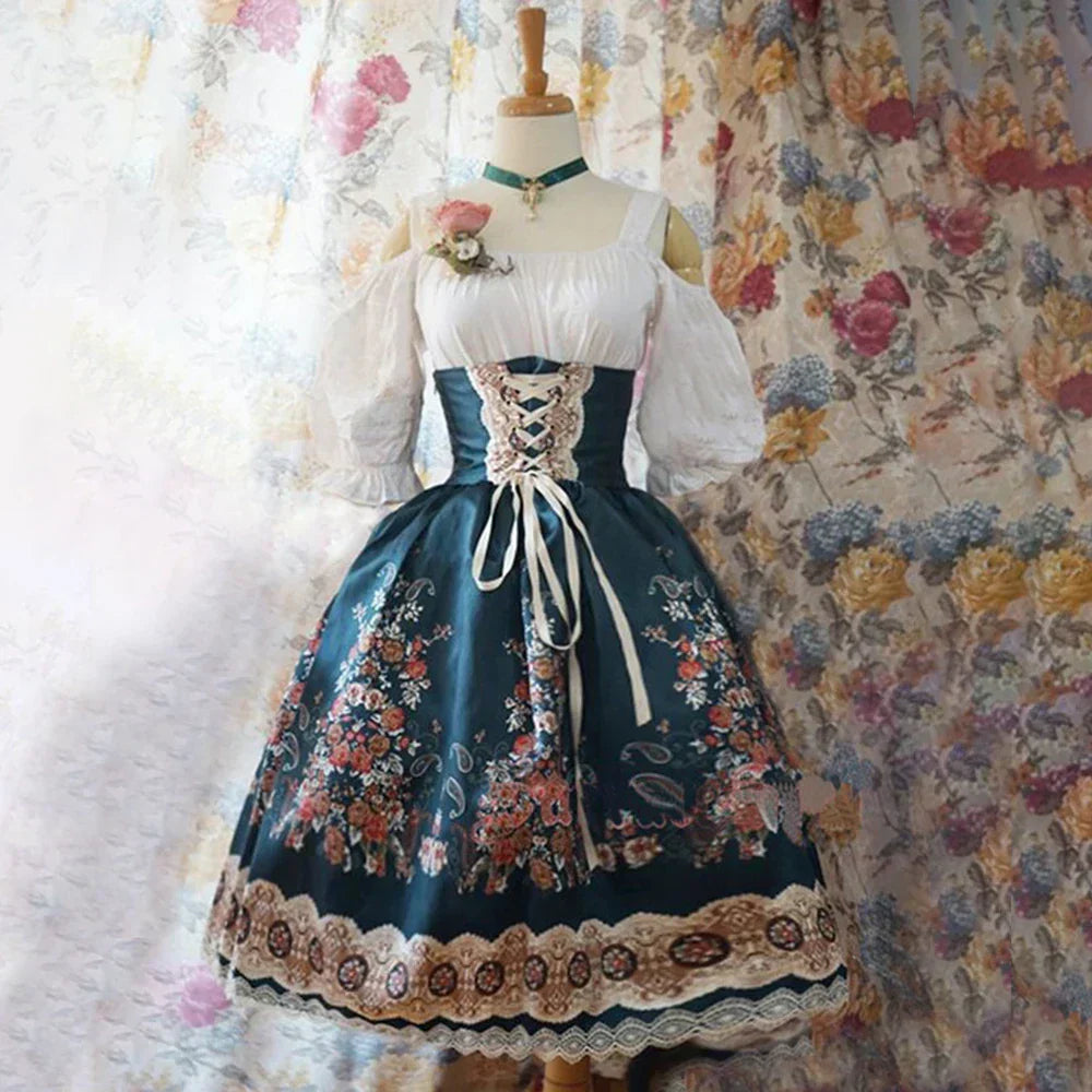 AlpenHarriot – Vestit Dirndl Elegant amb Davantal i Brusa – Oktoberfest Dones